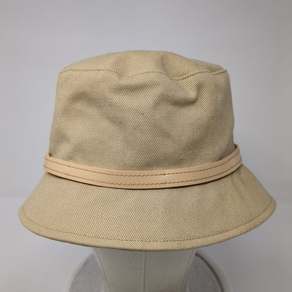 Liz Claiborne Bucket Hat Tan One Size Leather Strap Solid Outdoor