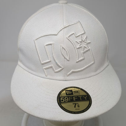 New Era MLB Baseball Cap White 7 1/8 Fitted 59FIFTY DC Logo Tonal Flat Brim