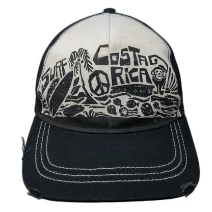 Morpho 5 Panel Black Hat One Size Surf Costa Rica Graphic Snapback Cotton