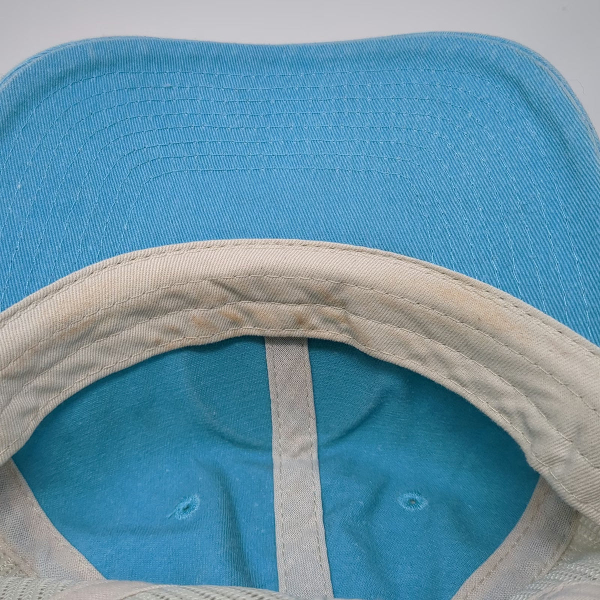 Sportsman Trucker Hat Blue Beige One Size Mesh Back Snapback Landscape Patch