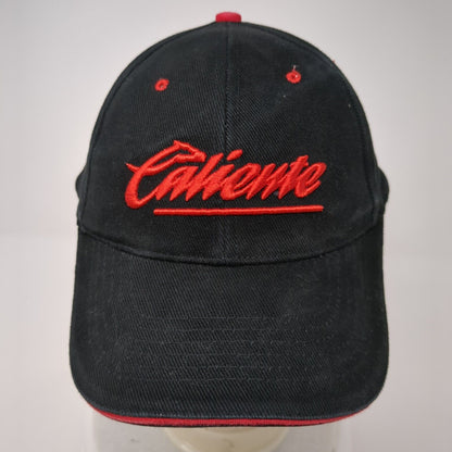 Caliente Strapback Hat Black OS Adjustable Embroidered Vented Holes 6 Panel