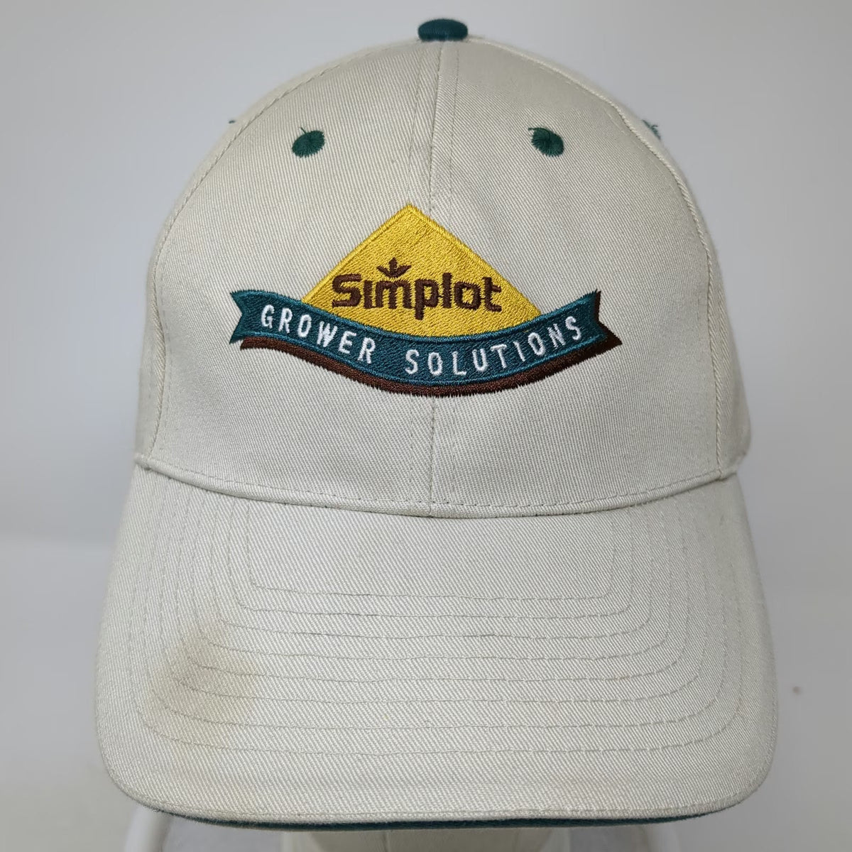 Simplot Baseball Cap Beige One Size Grower Solutions JR Company Adjustable Hat