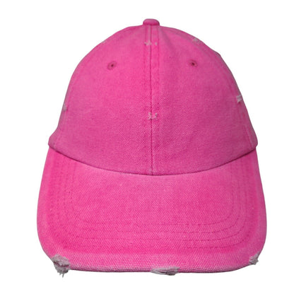 Unbranded Slideback Hat Pink One Size Adjustable Vented Holes Distressed Blank