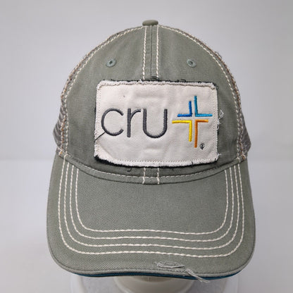 Cru Since 1951 Strapback Trucker Hat Gray OS Adjustable Mesh Back Distressed