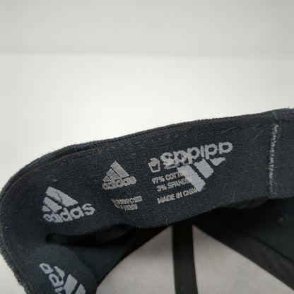 Adidas 3 Stripes Fitted Hat Black S/M Embroidered A-Flex 6 Panel