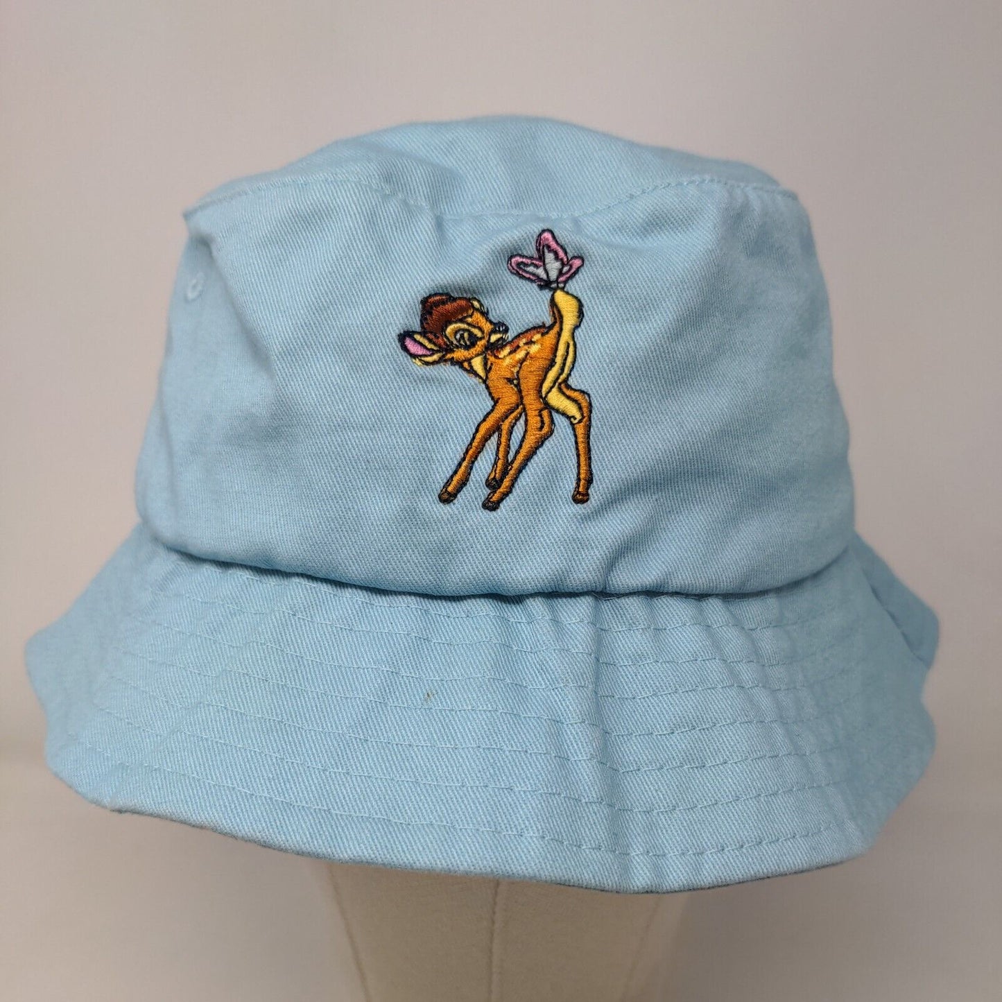 Disney Bambi Butterfly Bucket Hat Blue One Size Embroidered Vent Holes