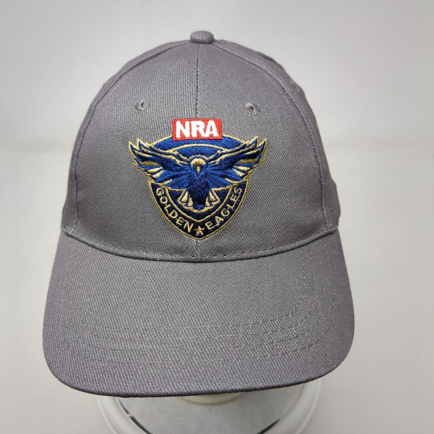NRA Golden Eagles Strapback Hat Gray OSFA Adjustable Embroidered