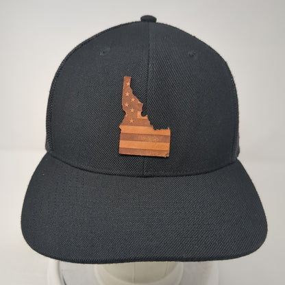 Idaho Snapback Trucker Hat Black One Size Adjustable Mesh Back Branded Bills