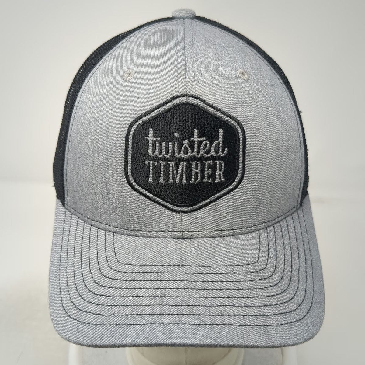 Richardson Trucker Hat Gray One Size Twisted Timber Mesh Snapback Patch Logo