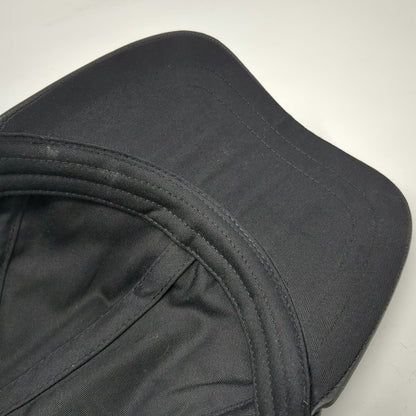 Black Leather Baseball Cap One Size Slideback Plain Solid Hat Metal Grommets