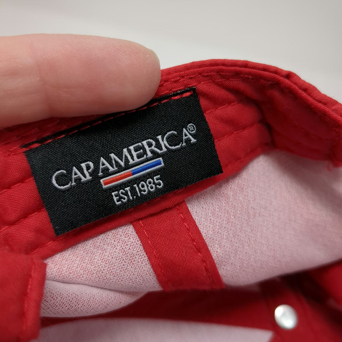 Cap America 5 Panel Red White One Size Rope Brim Snapback Polyester Logo Hat