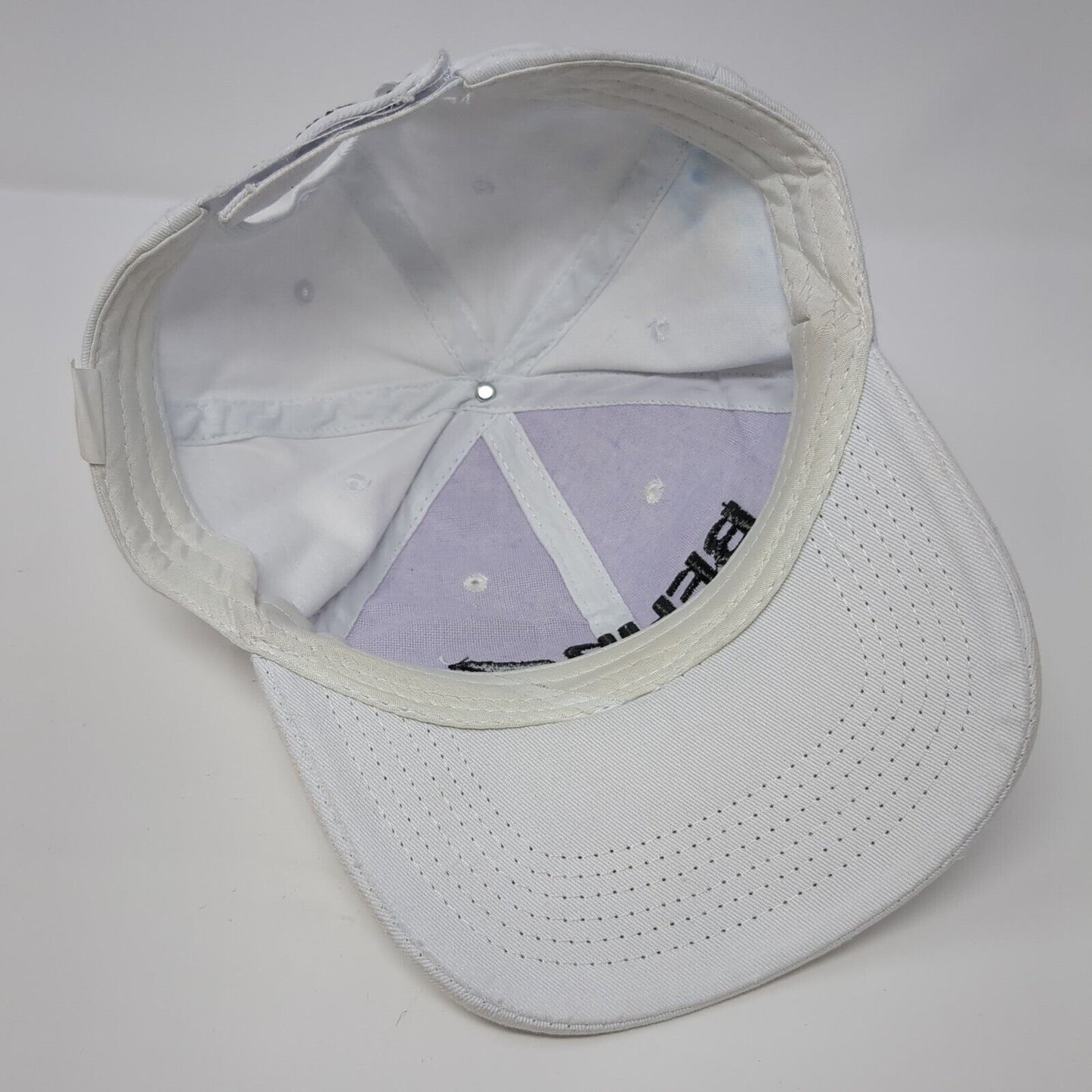 BEHR Strapback Hat White One Size Adjustable Embroidered Vented Holes 6 Panel