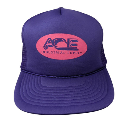 Ace Industrial Supply Snapback Trucker Hat Purple OS Adjustable Mesh Back Rope