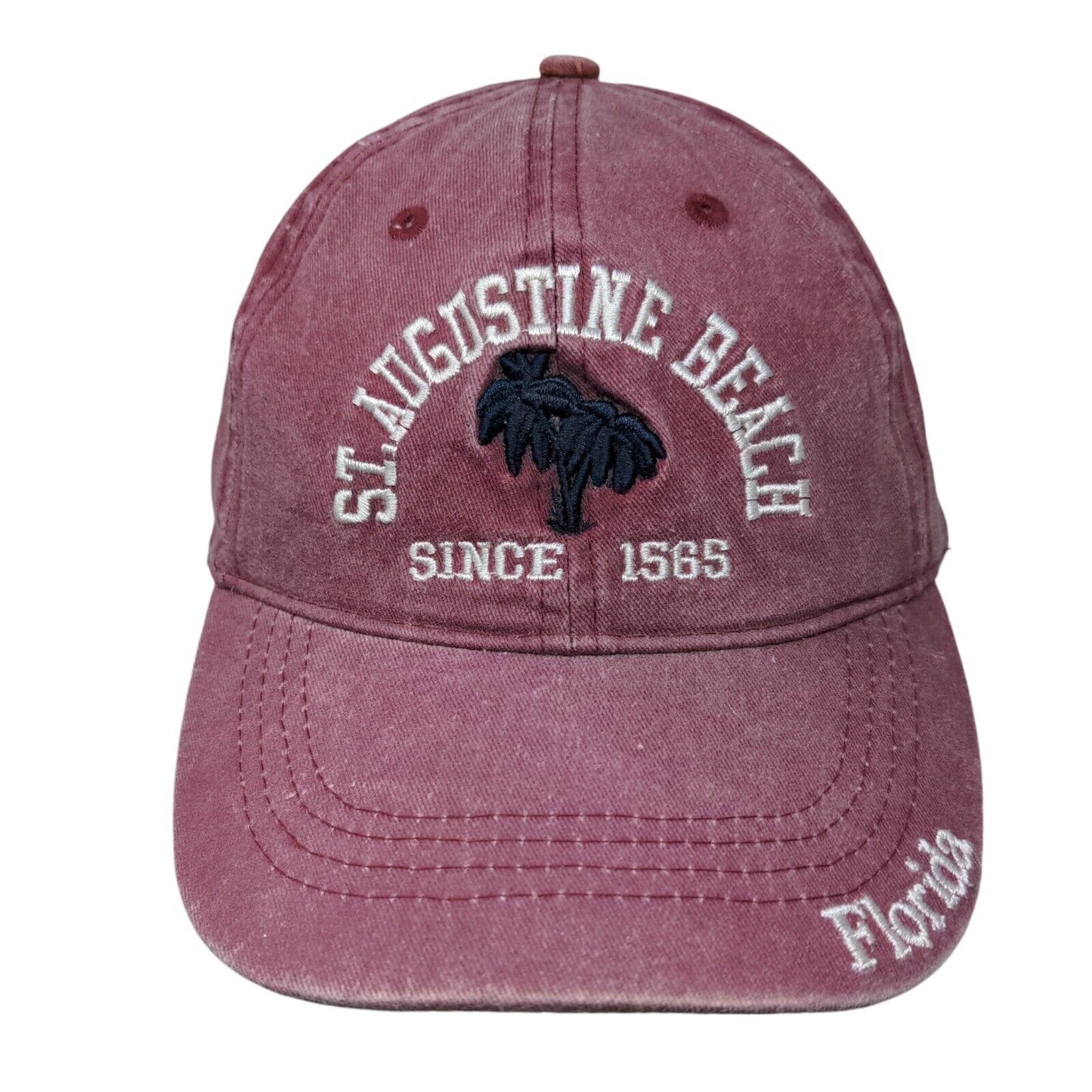 St. Augustine Beach Since 1565 Strapback Hat Red OS Adjustable Alvin's Island