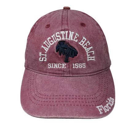 St. Augustine Beach Since 1565 Strapback Hat Red OS Adjustable Alvin's Island