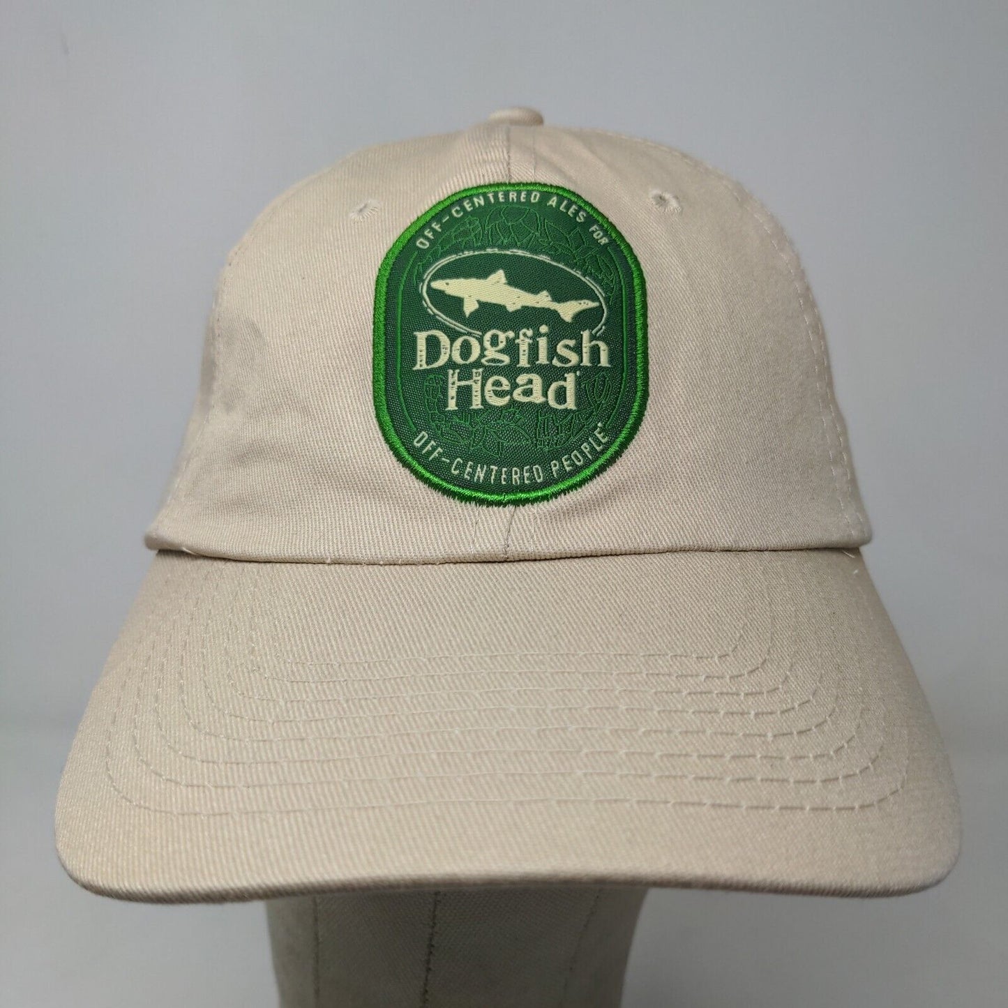 Dogfish Head Men's Slideback Hat Tan Embroidered Logo Beer Ale