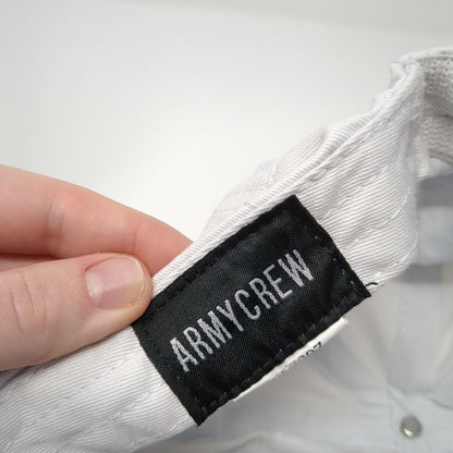 Army Crew Fitted Newsboy Cap White 57cm Stretch Lightweight Blank Cotton