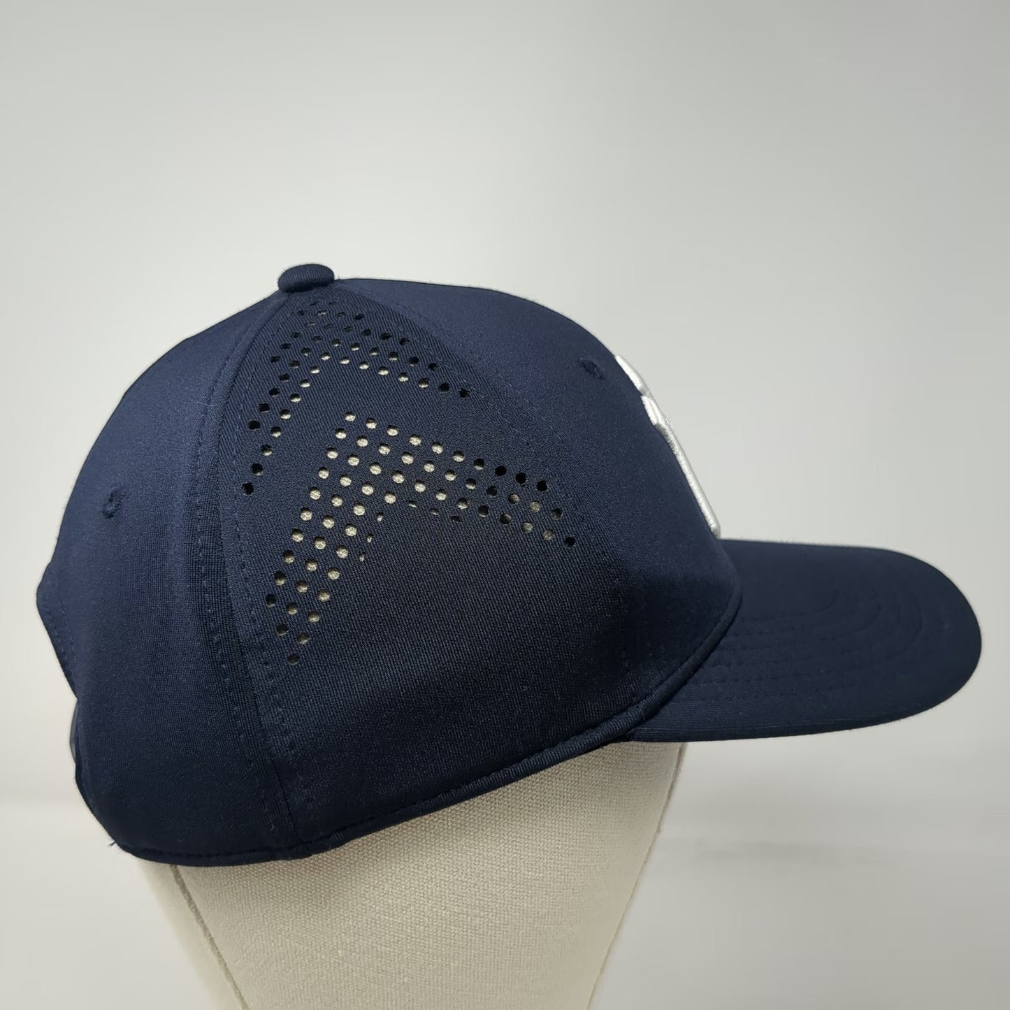 New York Yankees MLB OC Sports Snapback Hat Blue One Size Laser Cut Mesh Logo