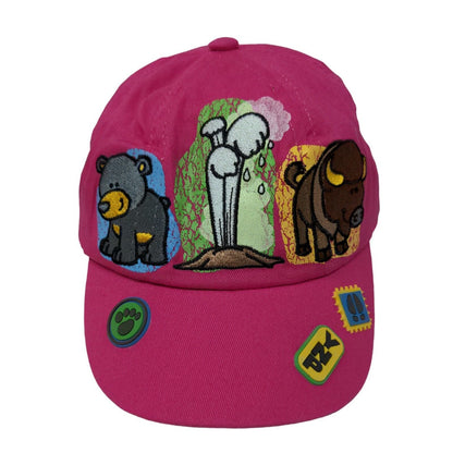 Yellowstone National Park Stretch Strapback Pink One Size Embroidered Animals