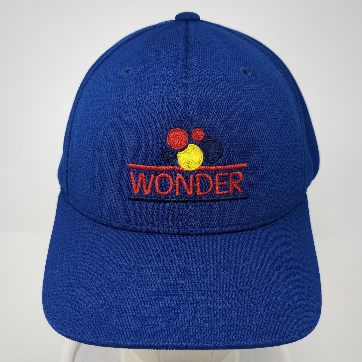 Wonder Fitted Hat Blue XL Flexfit Stretch Embroidered Logo Yupoong