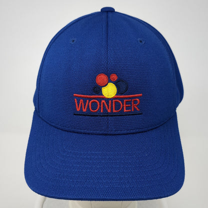 Wonder Fitted Hat Blue XL Flexfit Stretch Embroidered Logo Yupoong