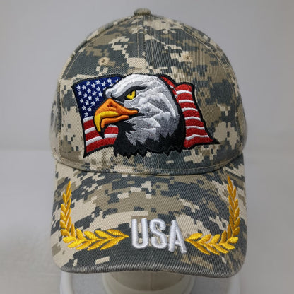 Baseball Cap Beige Gray OS Digital Camo USA Eagle Laurel Wreaths Patriot Hat