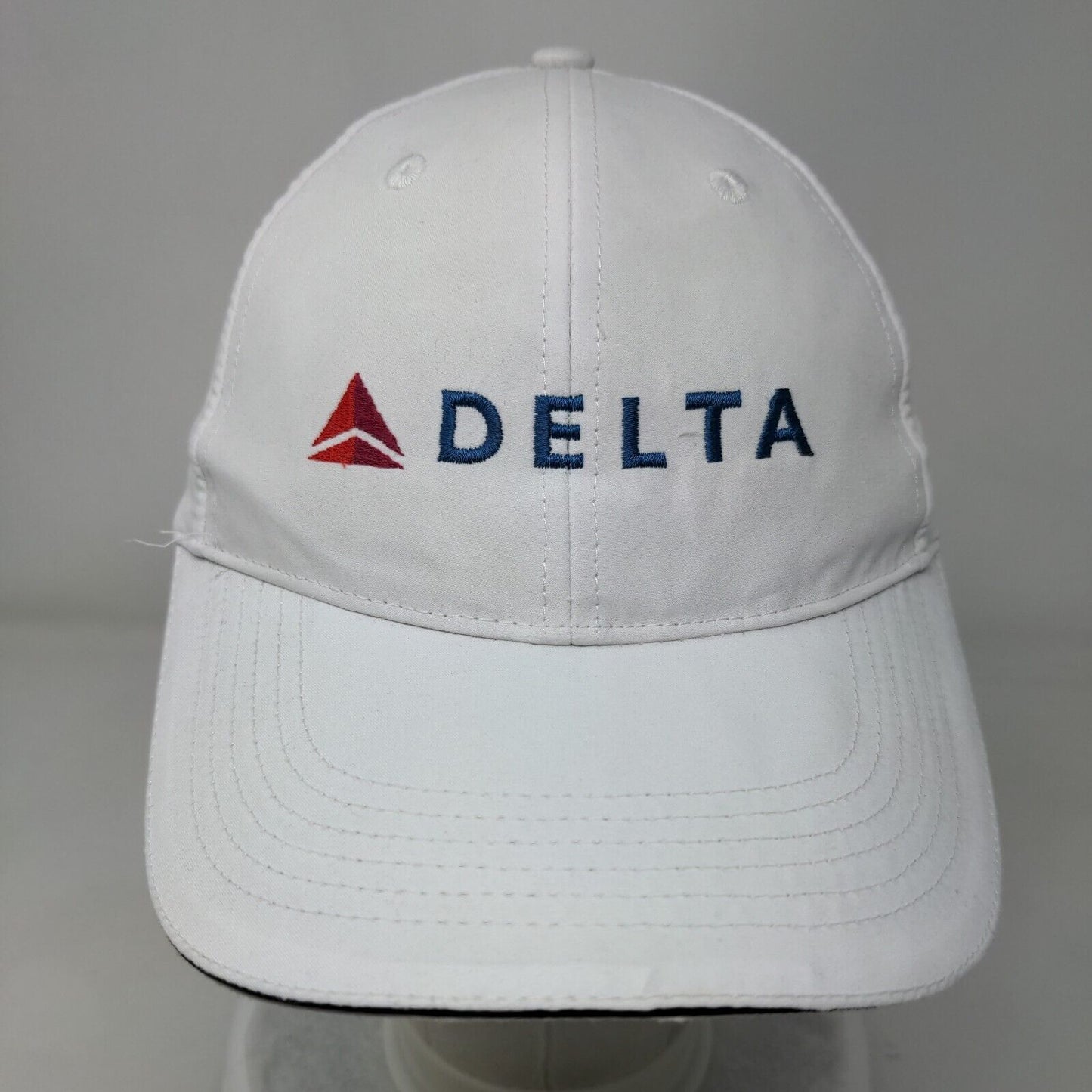 Delta Strapback Hat White One Size Adjustable Embroidered Vented Holes Adams