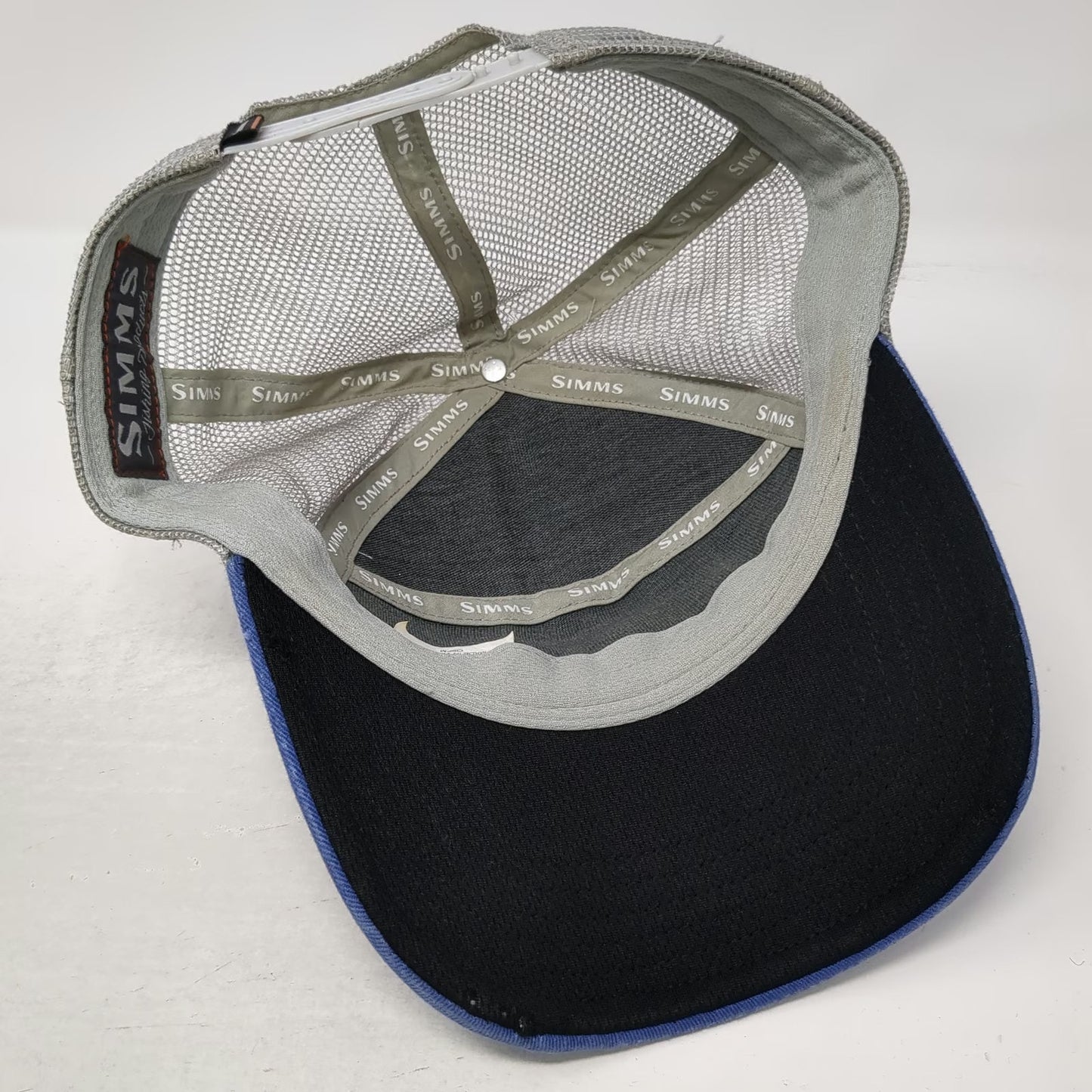 Simms Trucker Hat Blue One Size Outdoor Fishing Trout Mesh Back Snapback Hat