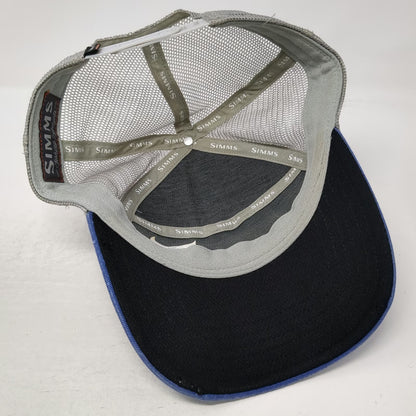 Simms Trucker Hat Blue One Size Outdoor Fishing Trout Mesh Back Snapback Hat