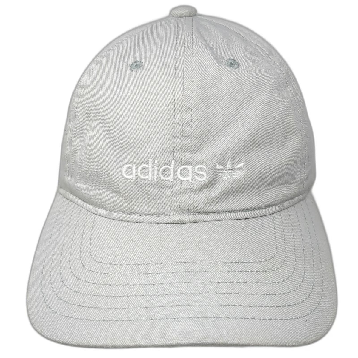 Adidas Baseball Cap Gray One Size Trefoil Logo Strapback Cotton Curved Brim Hat