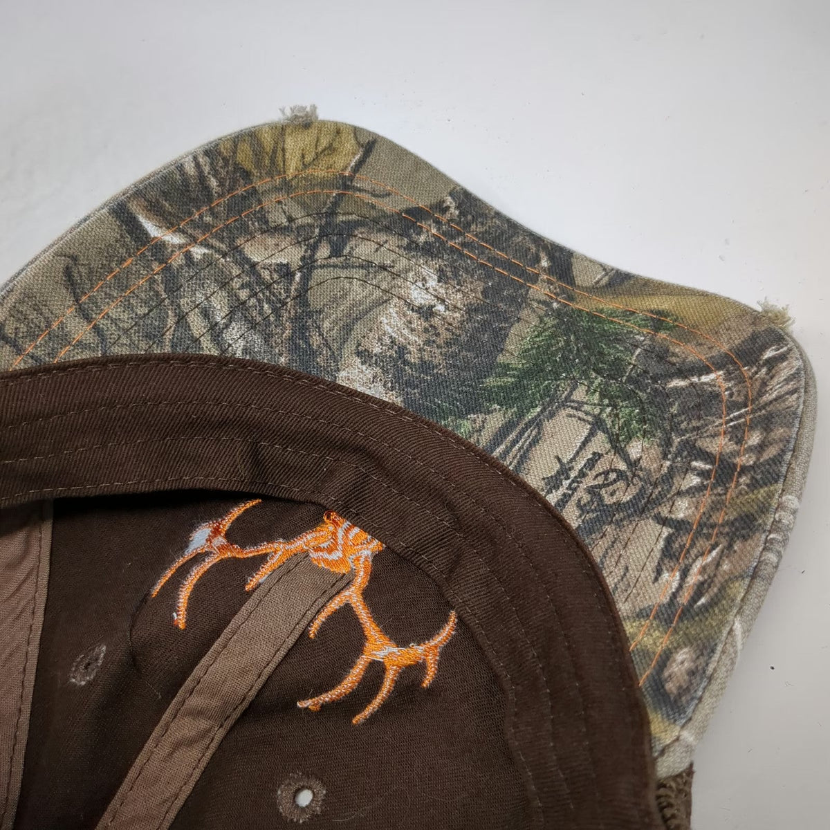 Field & Stream Brown Trucker Hat One Size Mesh Back Camo Deer Skull Embroidered