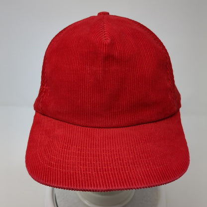 Re Play Snapback Hat Red One Size Adjustable Solid Corduroy Blank