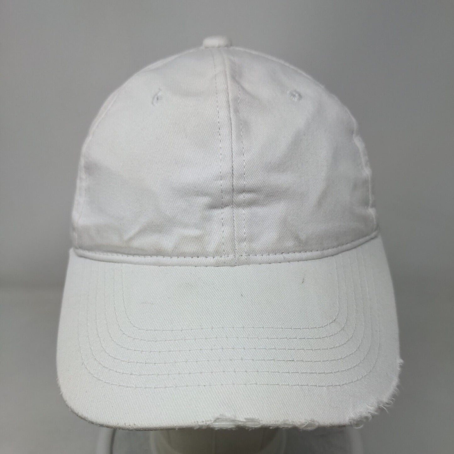 George Strapback Hat White One Size Adjustable Vented Holes Distressed Blank