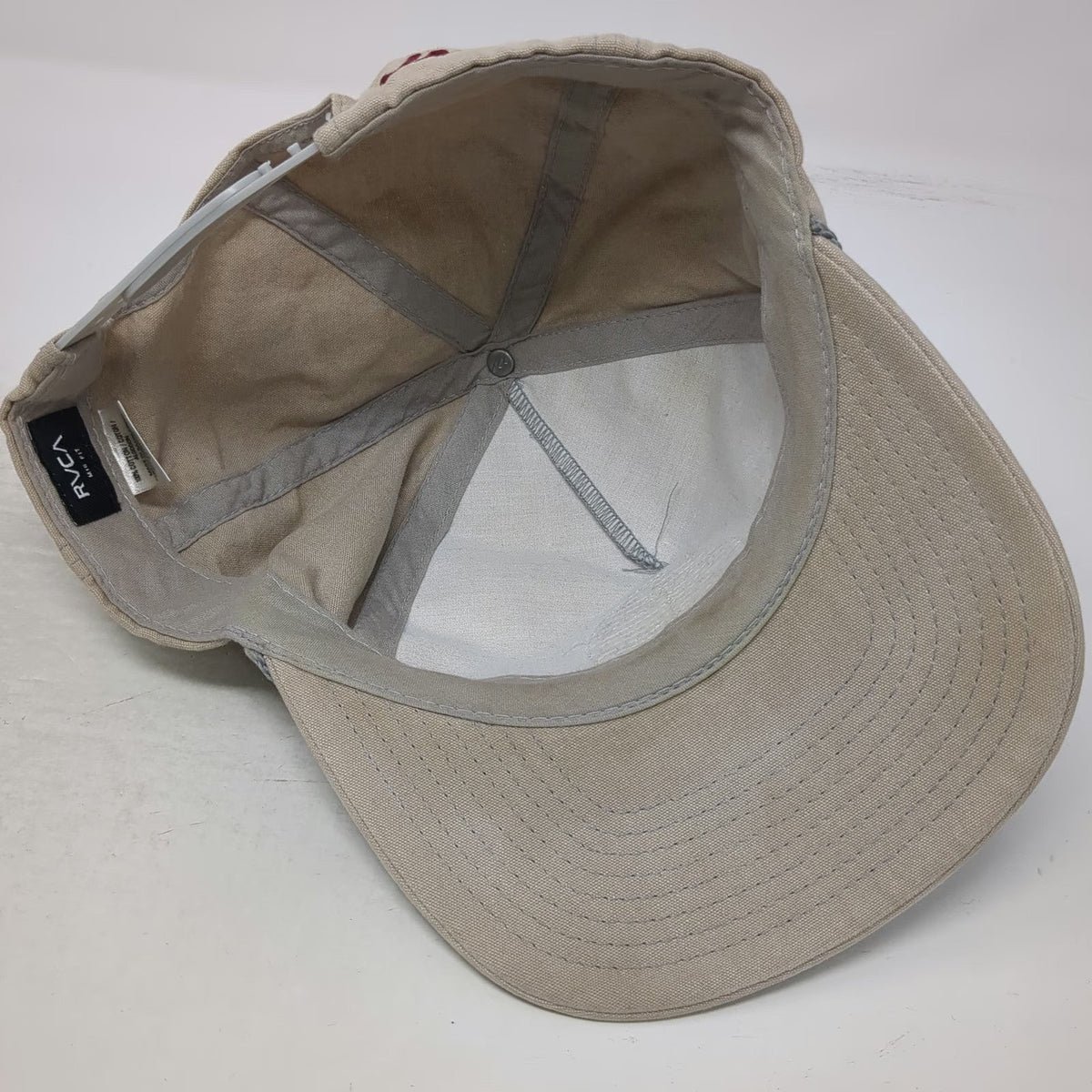 RVCA 5 Panel Beige One Size Snapback Rope Circular Patch Logo Cotton Twill Hat