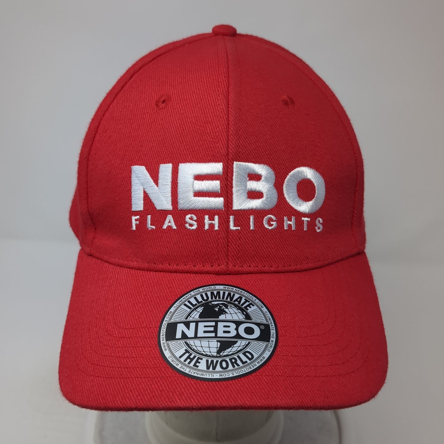 NEBO Flashlights Strapback Hat Red One Size Adjustable Embroidered