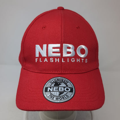 NEBO Flashlights Strapback Hat Red One Size Adjustable Embroidered