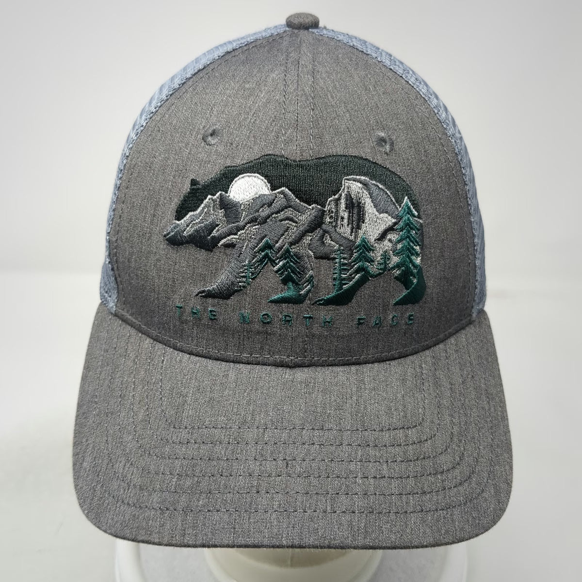 The North Face Trucker Hat Gray One Size Bear Mountain Mesh Snapback Outdoors
