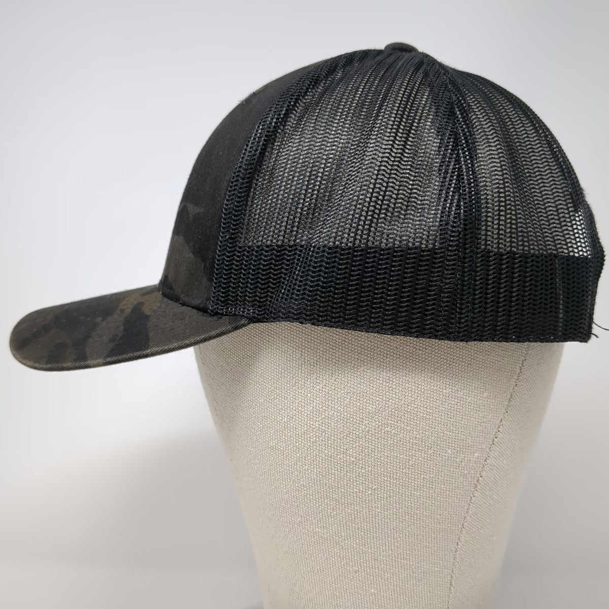 Yupoong Trucker Hat Black One Size Snapback Camo Orange Logo P Mesh Back Hat