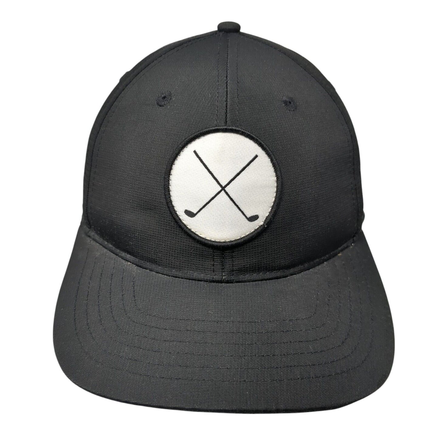 Crossed Golf Clubs Snapback Hat Black One Size Adjustable 6 Panel Signatures