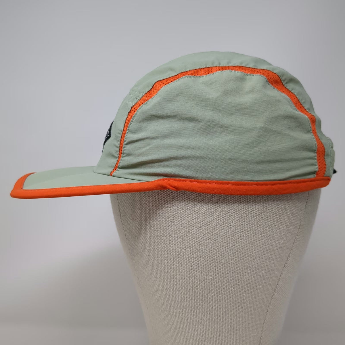 Tech Performance 5 Panel Hat Green Orange One Size Recycled Mesh Logo Slideback