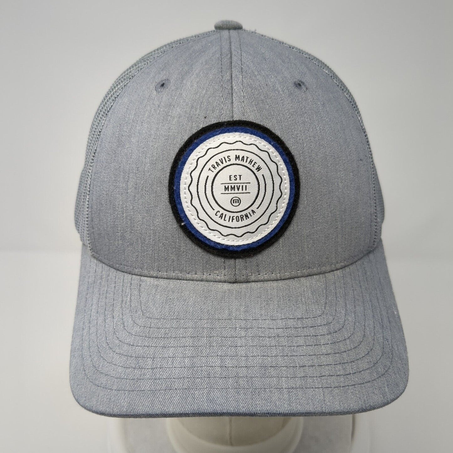 Travis Mathew California Patch Trucker Hat Gray One Size Mesh Back