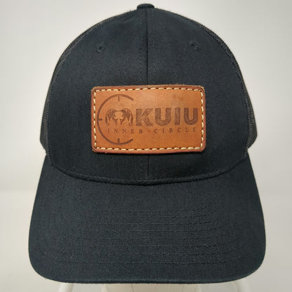 Kuiu Trucker Hat Black One Size Leather Patch Inner Circle Mesh Back Snapback