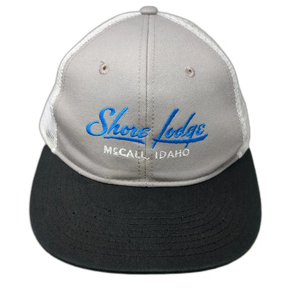 Ouray Shore Lodge McCall Idaho Trucker Hat Gray White Black Mesh OSFM Snapback