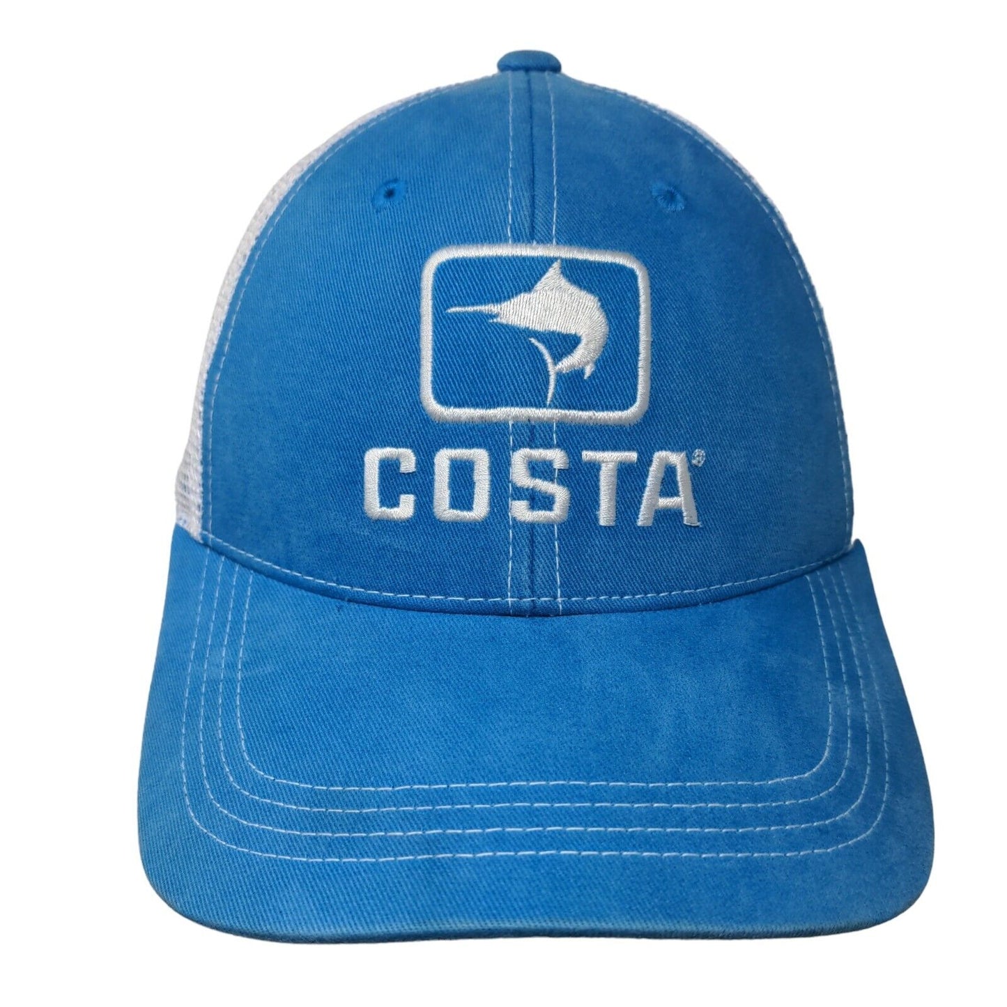 Costa Del Mar Snapback Trucker Hat Blue One Size Embroidered Mesh Back 6 Panel