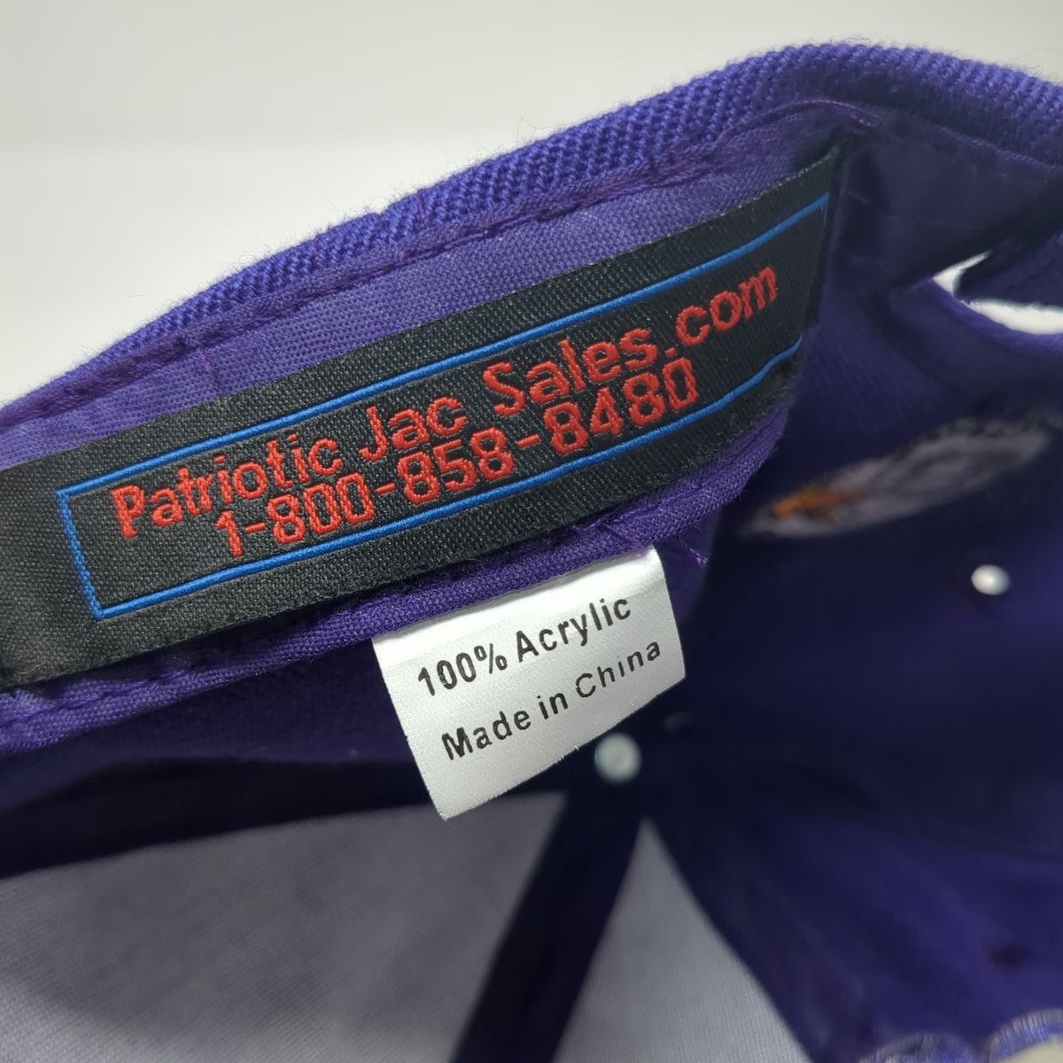 Patriotic Jac Sales Purple One Size Baseball Cap Hat Eagle Head Brim Embroidery