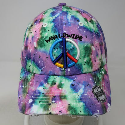 House of Commons Purple Peace Sign Distressed Tie Dye Baseball Cap One Size