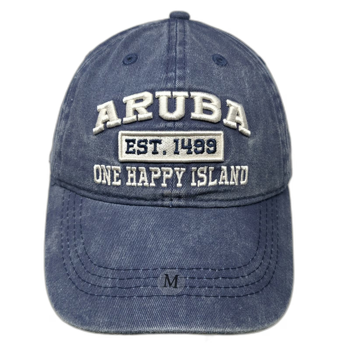 Jo Ann's Baseball Cap Blue M Aruba One Happy Island Embroidered Slideback Hat