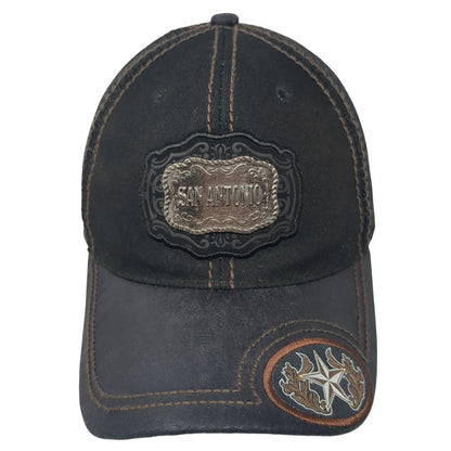 San Antonio Snapback Trucker Hat Black One Size Adjustable Mesh Back Pit Bull