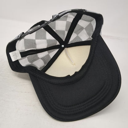 Hobby Lobby Trucker Hat White Black One Size Sprint Car Racing Checkered Pattern