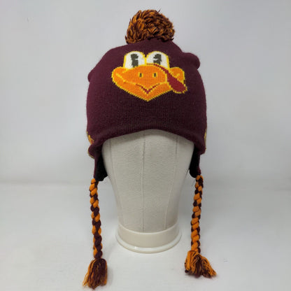 Gobble Gobble Beanie Trapper Hat Red One Size Winter Pom Pom Ear Fap Braided